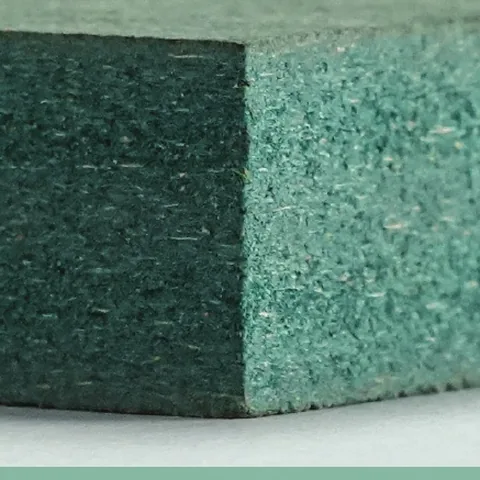 Edge of a green HDHMR board.